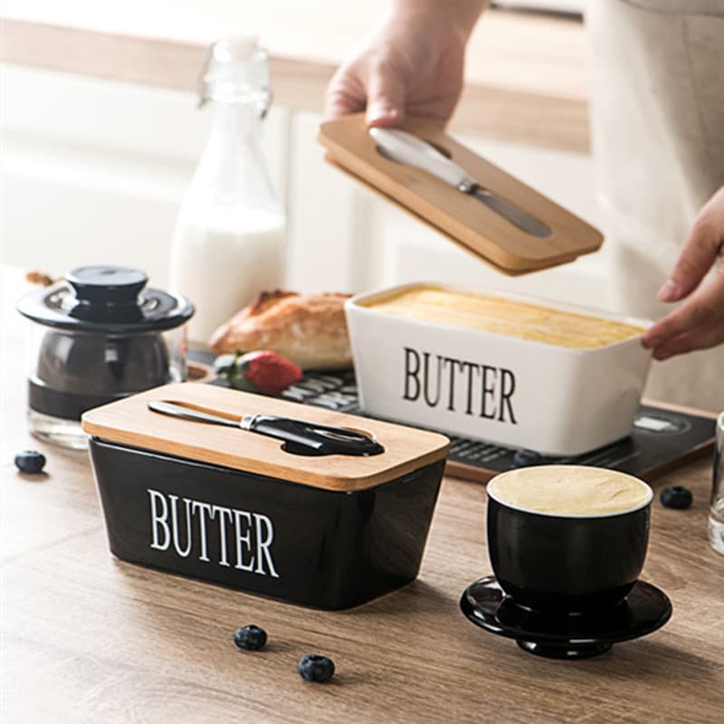 کره خوری سرامیکی وارداتی طرح BUTTER-مشکی — تصویر ۵