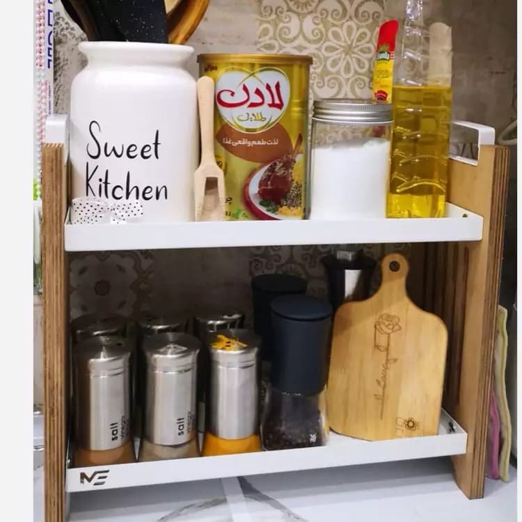 استند ۲ طبقه چوب و فلز مدل لاریسا برند Medecor – رنگ سفید — تصویر ۸
