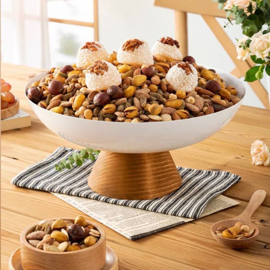 میوه خوری رایکا مدل فلزی پایه چوبی – سفید
