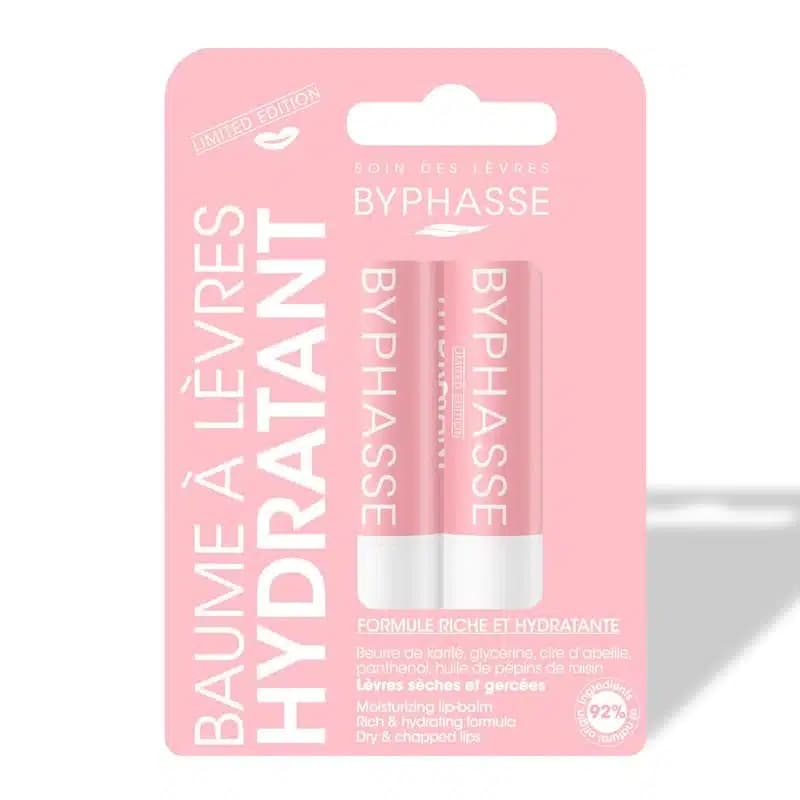 پک دو عددی بالم لب مرطوب کننده و آبرسان بایفاس Byphasse مدل Hydratant(طرح Limited Edition)