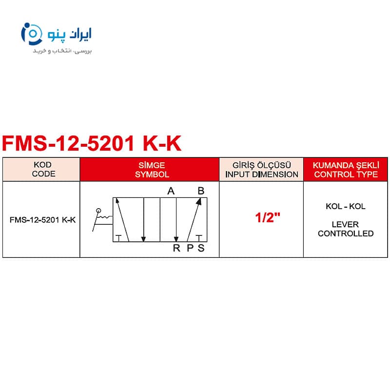 شیر دستی پیکانی 1/2 2-5 قفلی (NC) اف ام اس FMS ترکیه — تصویر ۲