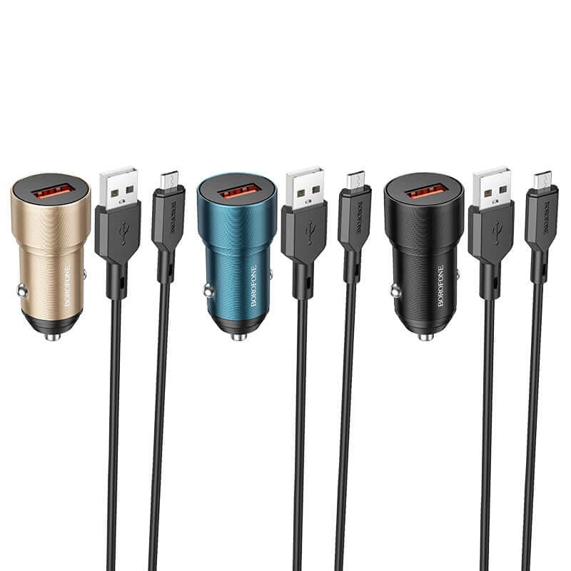 شارژر فندکی 18 وات بروفون مدل BZ19A QC3.0 به همراه کابل تبدیل microUSB — تصویر ۲
