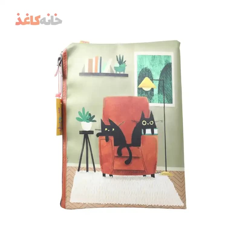 پوشه پارچه ای سویل طرح گربه و قفسه کتاب
