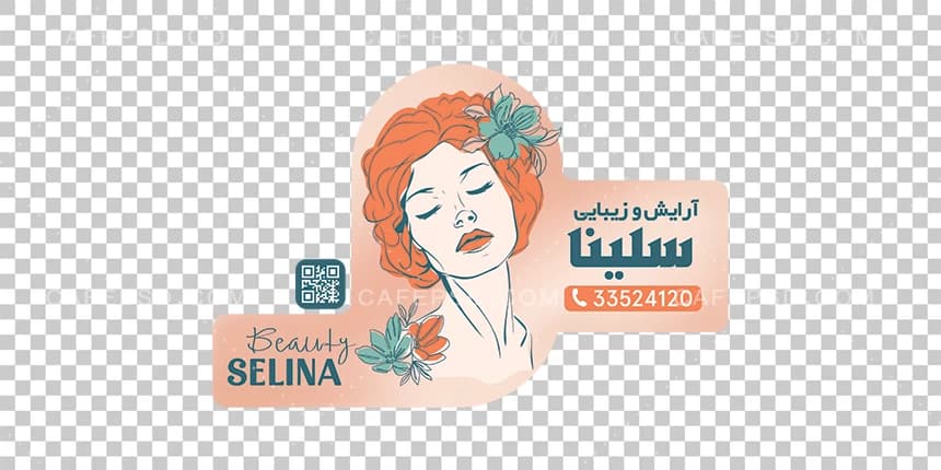 برچسب شیشه آرایشگاه زنانه با وکتور زن — تصویر ۲