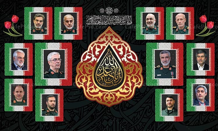 بنر پشت منبر محرم با عکس فرماندهان سپاه — تصویر ۲