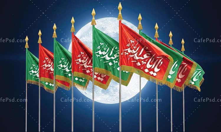 پشت منبر محرم با پرچم یا اباعبدالله — تصویر ۲