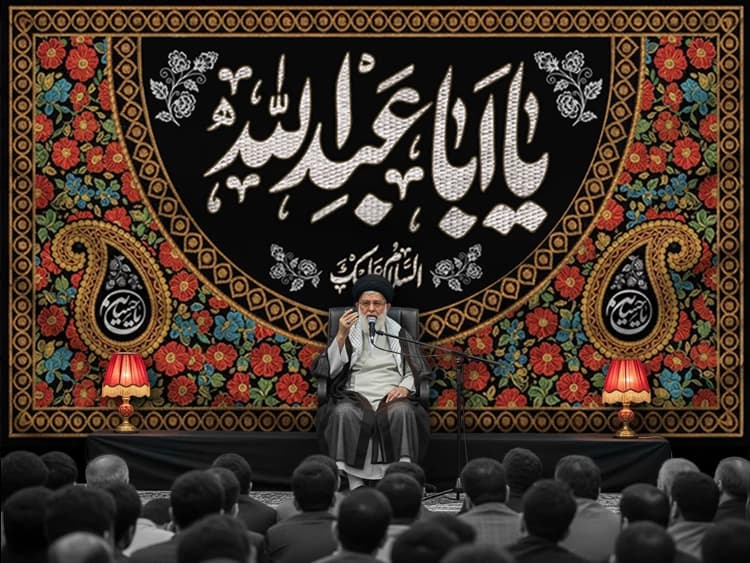طرح کتیبه گلدوزی محرم با خوشنویسی یا اباعبدالله