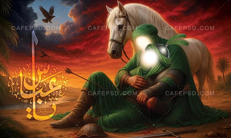 بنر عاشورا با عکس امام حسین و حضرت عباس — تصویر ۲