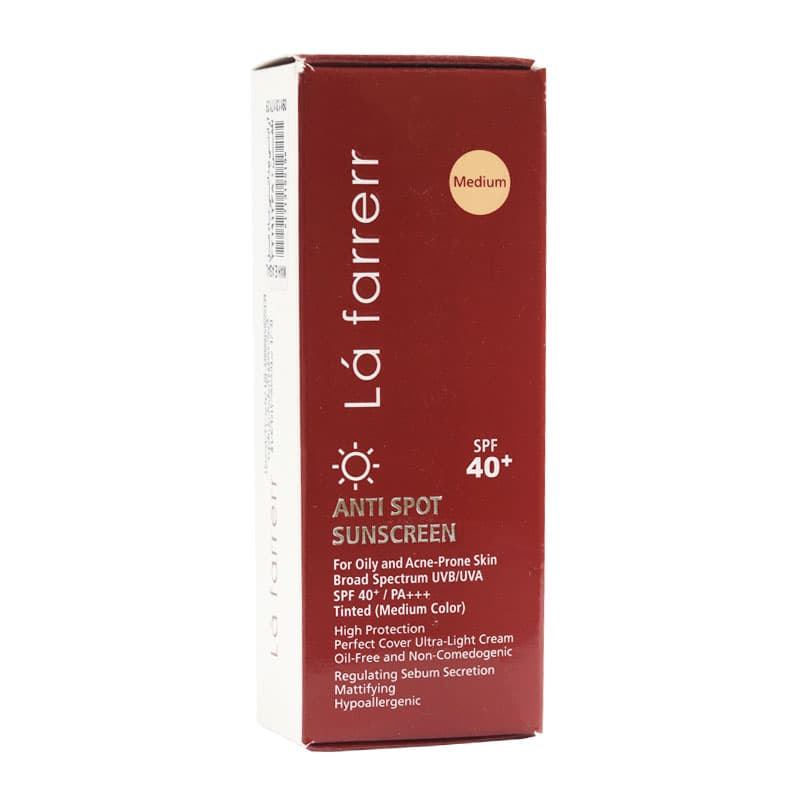کرم ضدآفتاب رنگی ضدلک لافارر رنگ مدیوم مناسب پوست چرب و مستعد آکنه SPF40 — تصویر ۲