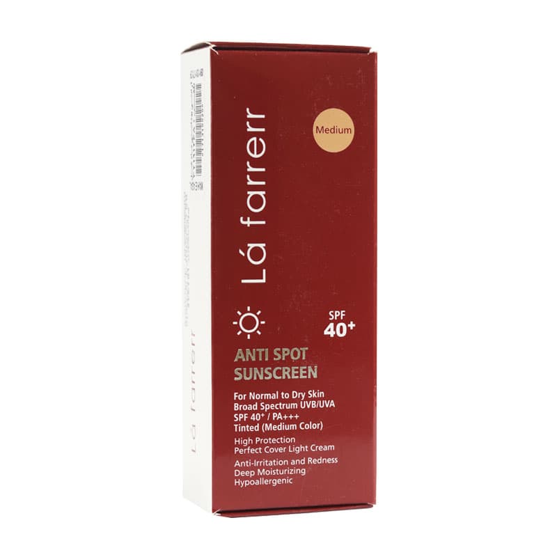 کرم ضدآفتاب رنگی ضدلک لافارر رنگ مدیوم مناسب پوست خشک و معمولی SPF40 — تصویر ۲