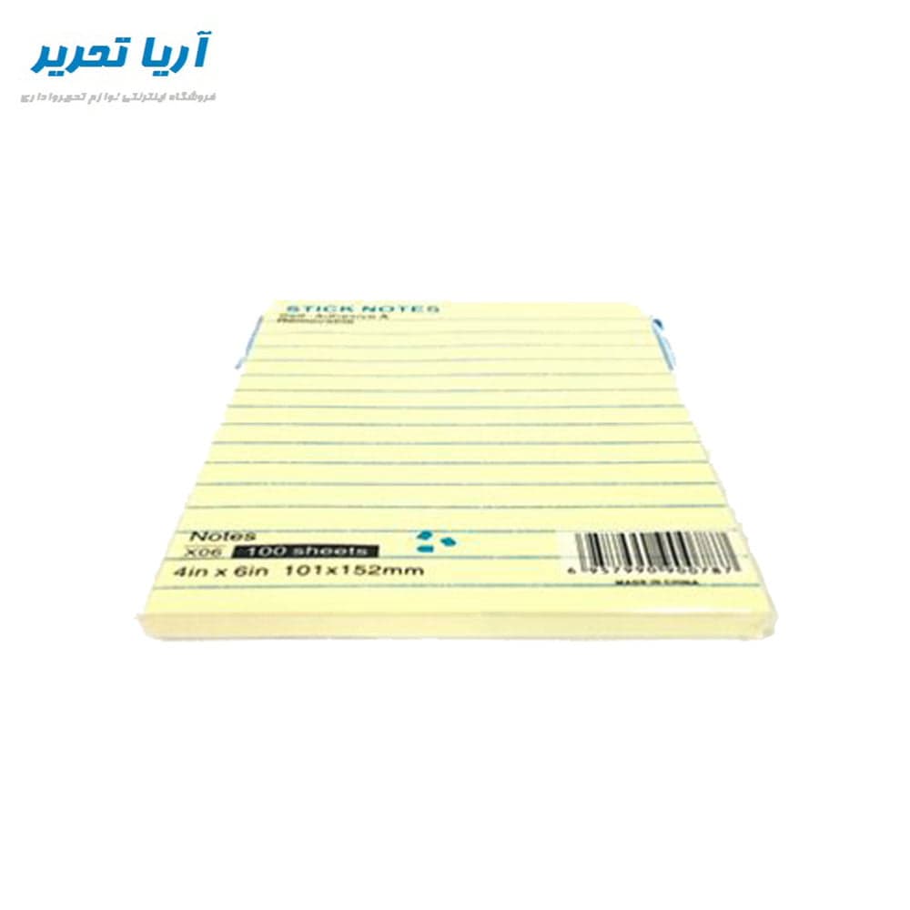 کاغذ یادداشت چسب دار سفید خط دار سایز A6 بسته ۱۰۰ برگ