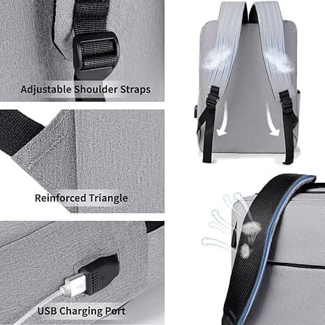 کوله پشتی لپ تاپ USB دار مدل دو زیپ کد 612 — تصویر ۴