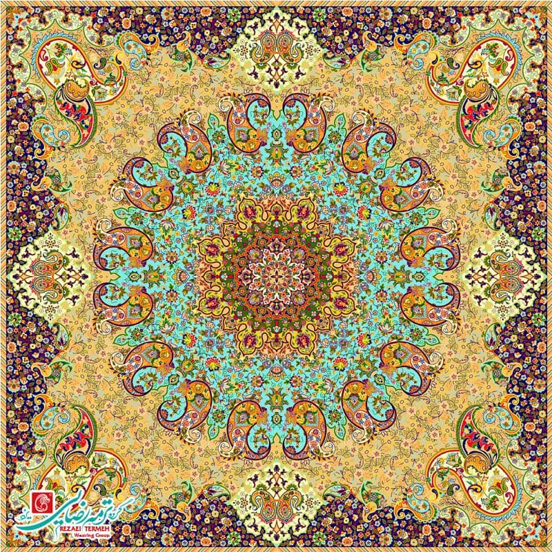رومیزی ترمه مربع طرح آسمان