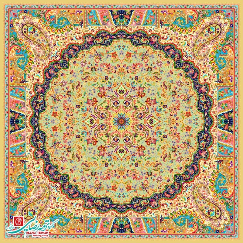 رومیزی ترمه مربع طرح میترا — تصویر ۴