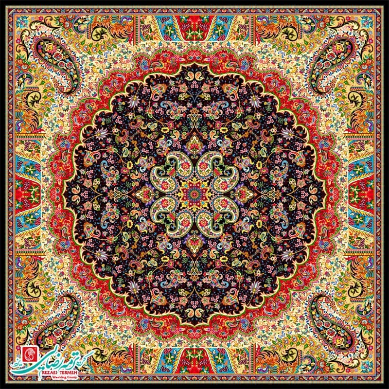 رومیزی ترمه مربع طرح میترا — تصویر ۳