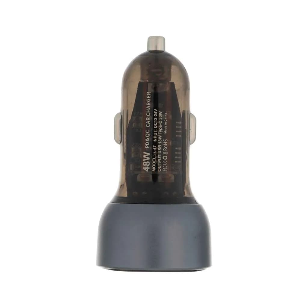 شارژر فندکی فست شارژ ۴۸ واتی دو پورت MOSSCO IK-47 با رقص نور و صفحه نمایش LED — تصویر ۴
