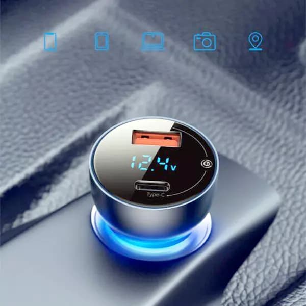 شارژر فندکی 65 وات بیسوس Particular Digital Display مدل TZCCKX-0G به همراه کابل — تصویر ۲