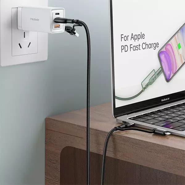 کابل ۴ سر لایتنینگ و تایپ سی مک دودو مدل CA-8070 طول 1.2 متر — تصویر ۷