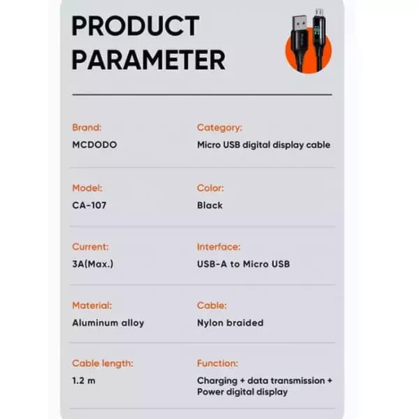 کابل USB به MicroUSB مک دودو مدل CA-1070 طول 1.2 متر — تصویر ۸
