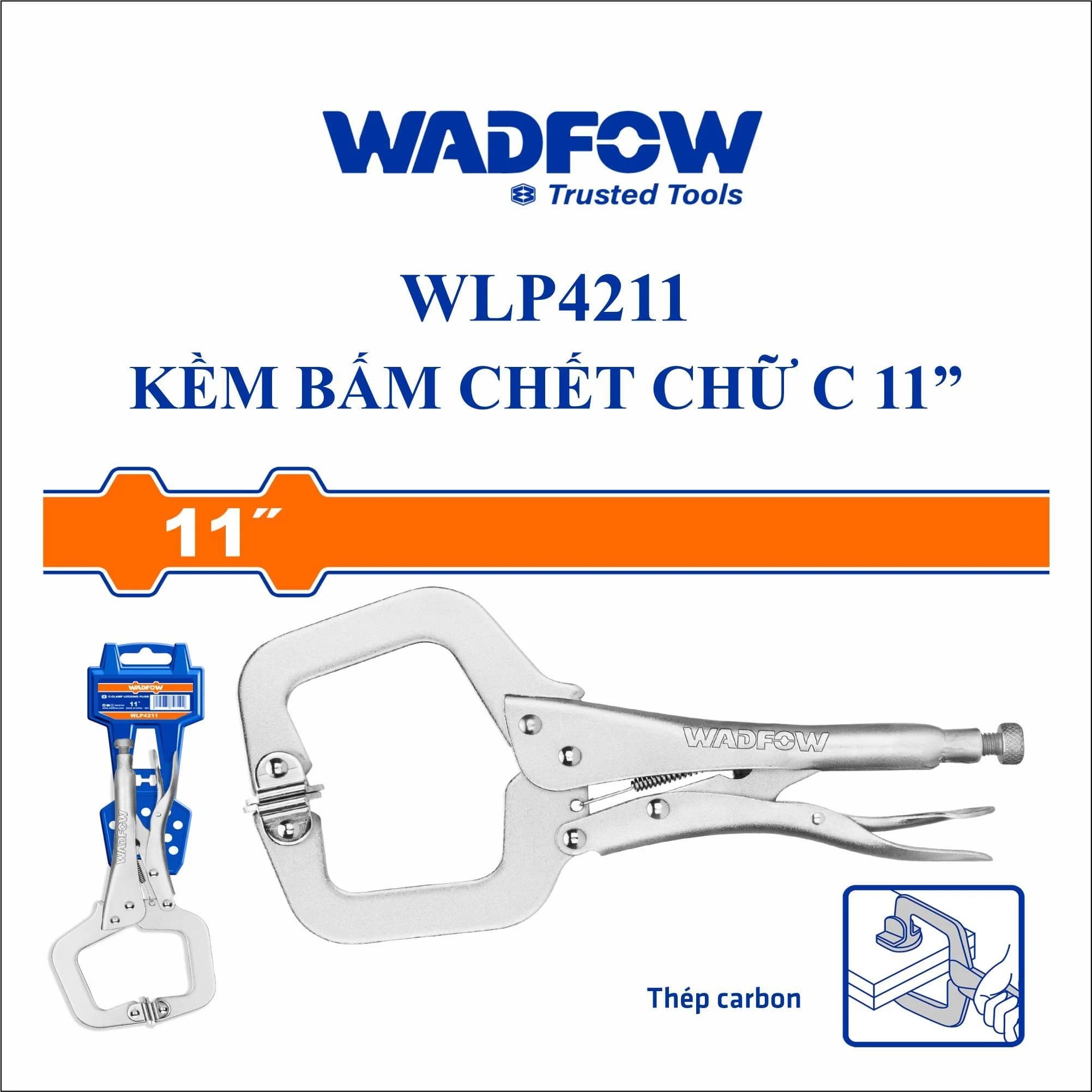 انبر قفلی گیره ای فک سی(ورق گیر ) 11 اینچ وادفو کد WLP4211 — تصویر ۲