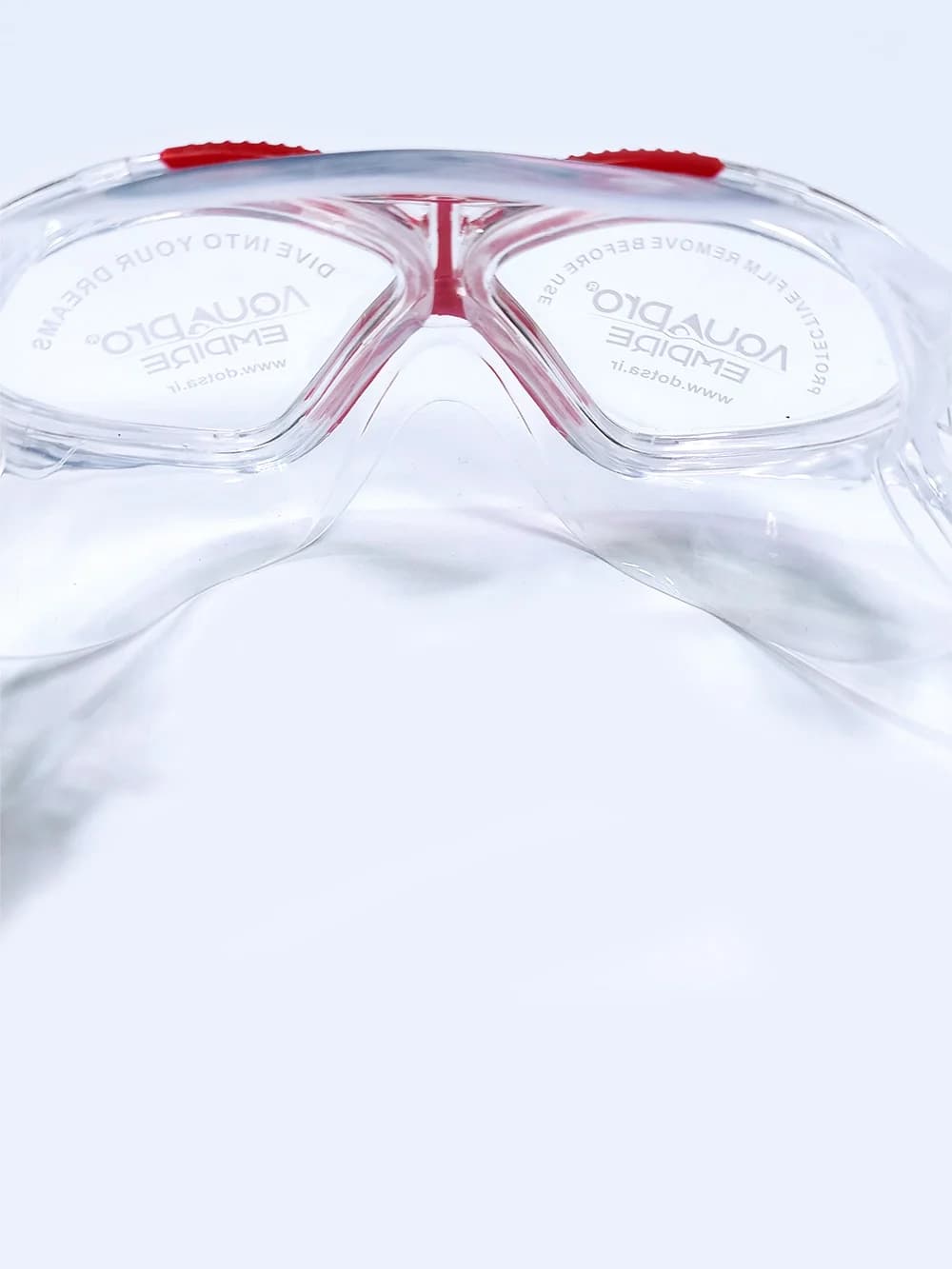 عینک فرم بزرگ استخر شنا زنانه و مردانه آکواپرو ( Aquapro ) مدل X5 با کیفیت اعلا سیلیکونی ضد بخار قرمز رنگ — تصویر ۷