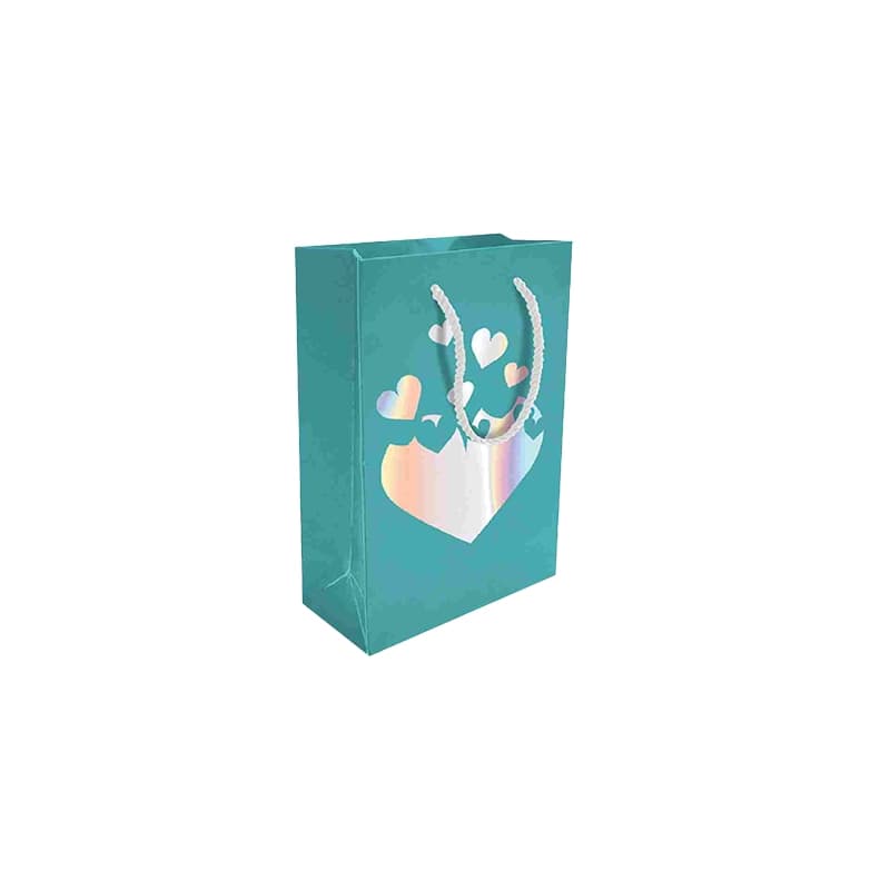 پاکت کادو با طرح قلب هفت رنگ فیروزه ای (سری 30)