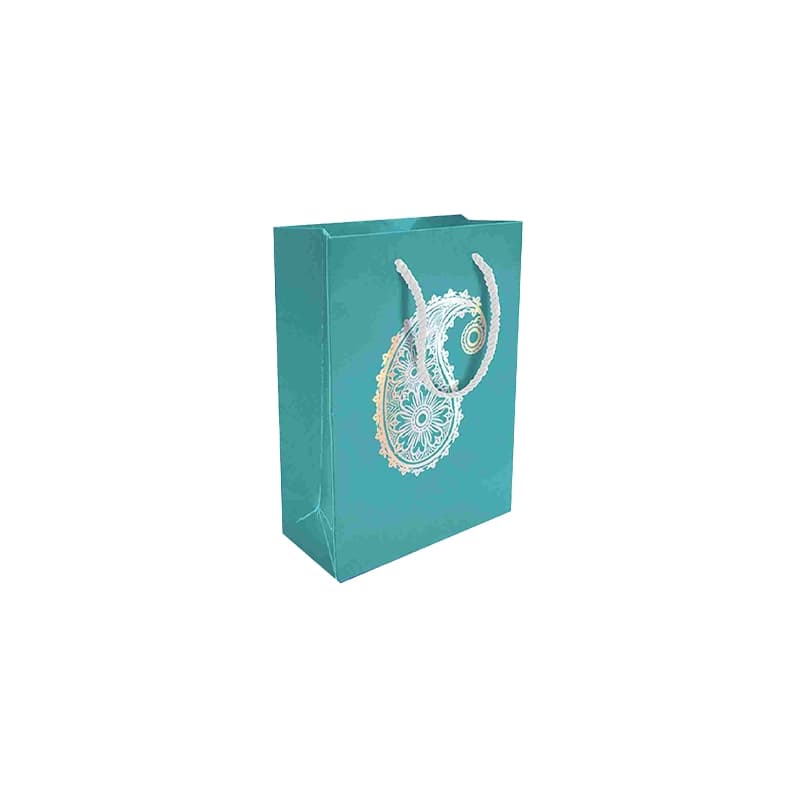 پاکت کادو با طرح بته جقه هفت رنگ فیروزه ای (سری 30)