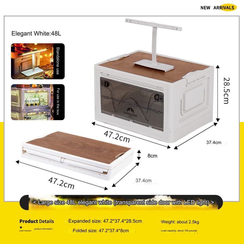 باکس مواد غذایی تاشو کانتوس مدل Transparent door 48L همراه با چراغ LED — تصویر ۴