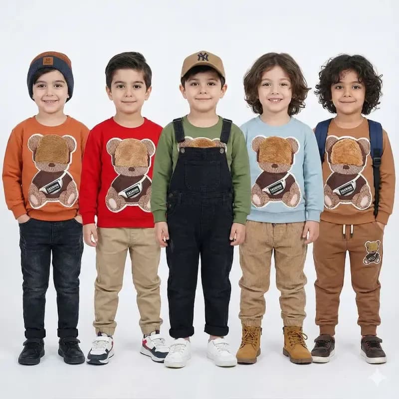 بلوز پسرانه طرح تدی یقه گرد پارچه پنبه ای — تصویر ۹