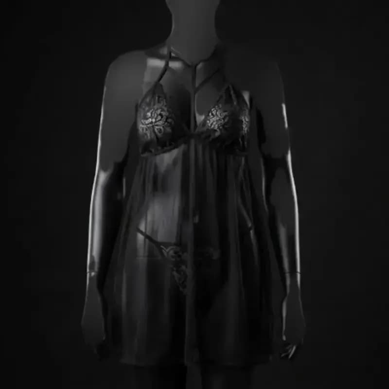 ست لباس خواب زنانه تور به همراه شورت لامبادا فری سایز — تصویر ۱۱