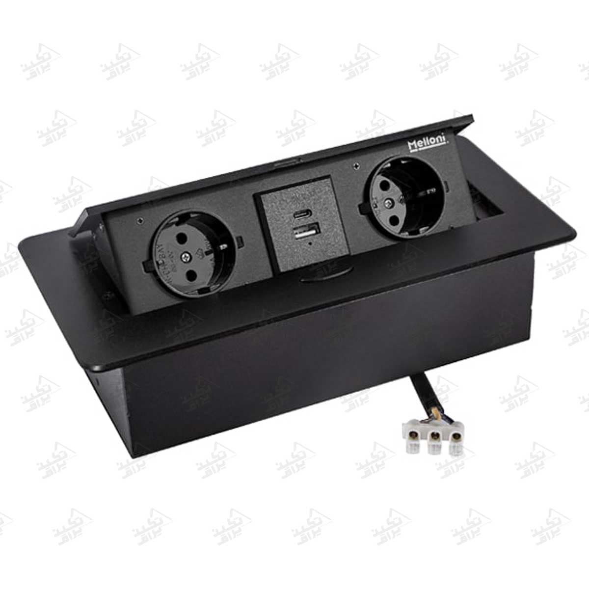 پریز برق توکار دو پریز دو USB ملونی مدل 10090 — تصویر ۳