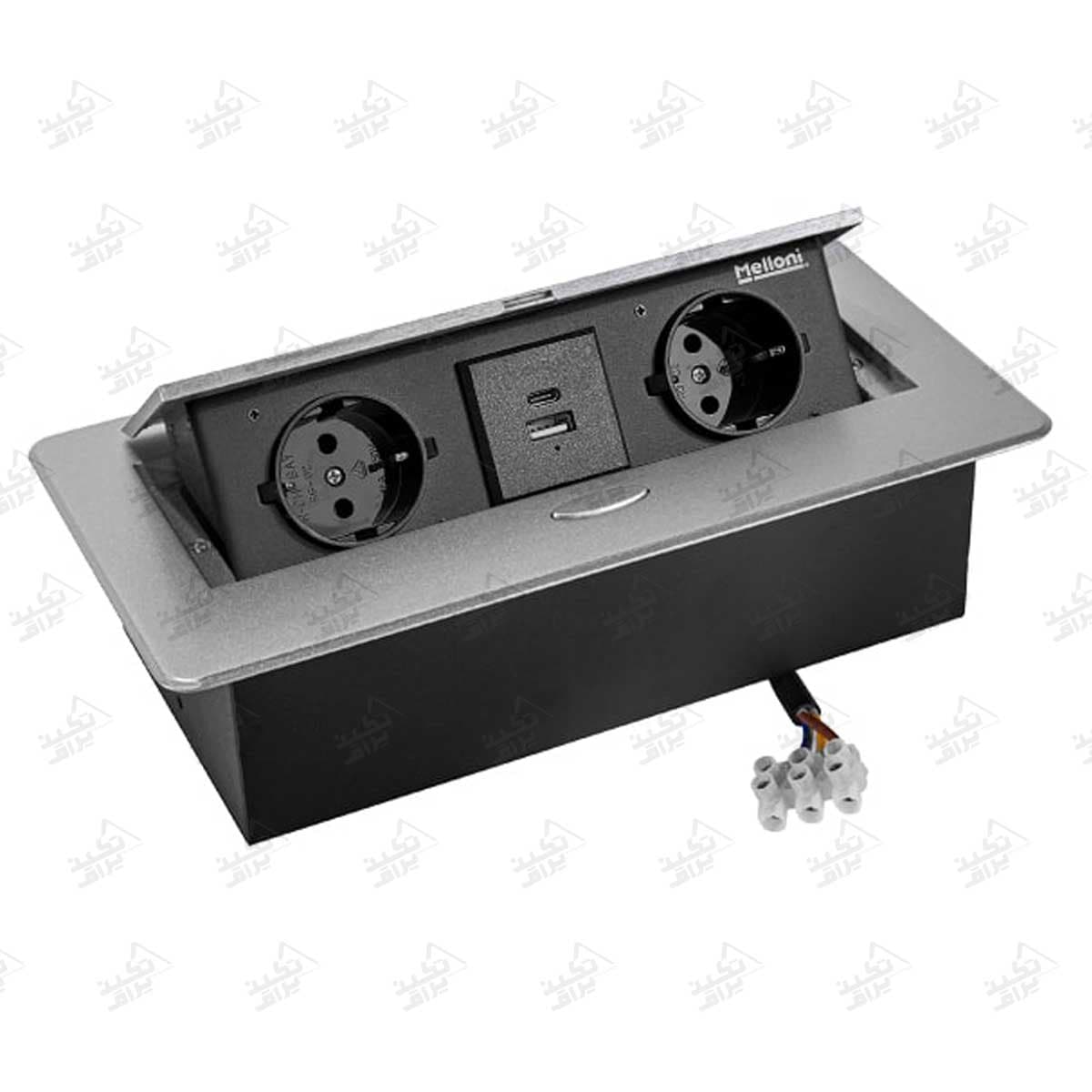 پریز برق توکار دو پریز دو USB ملونی مدل 10090 — تصویر ۵