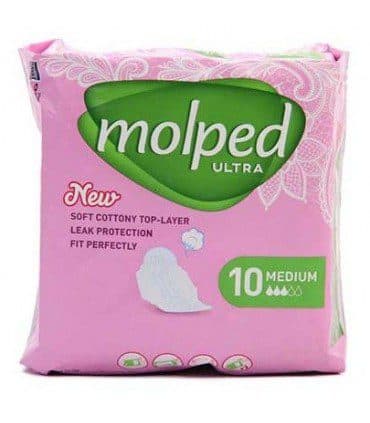 پد بهداشتی بالدار مولپد Molped مدل Leak Protection بسته 10 عددی — تصویر ۲
