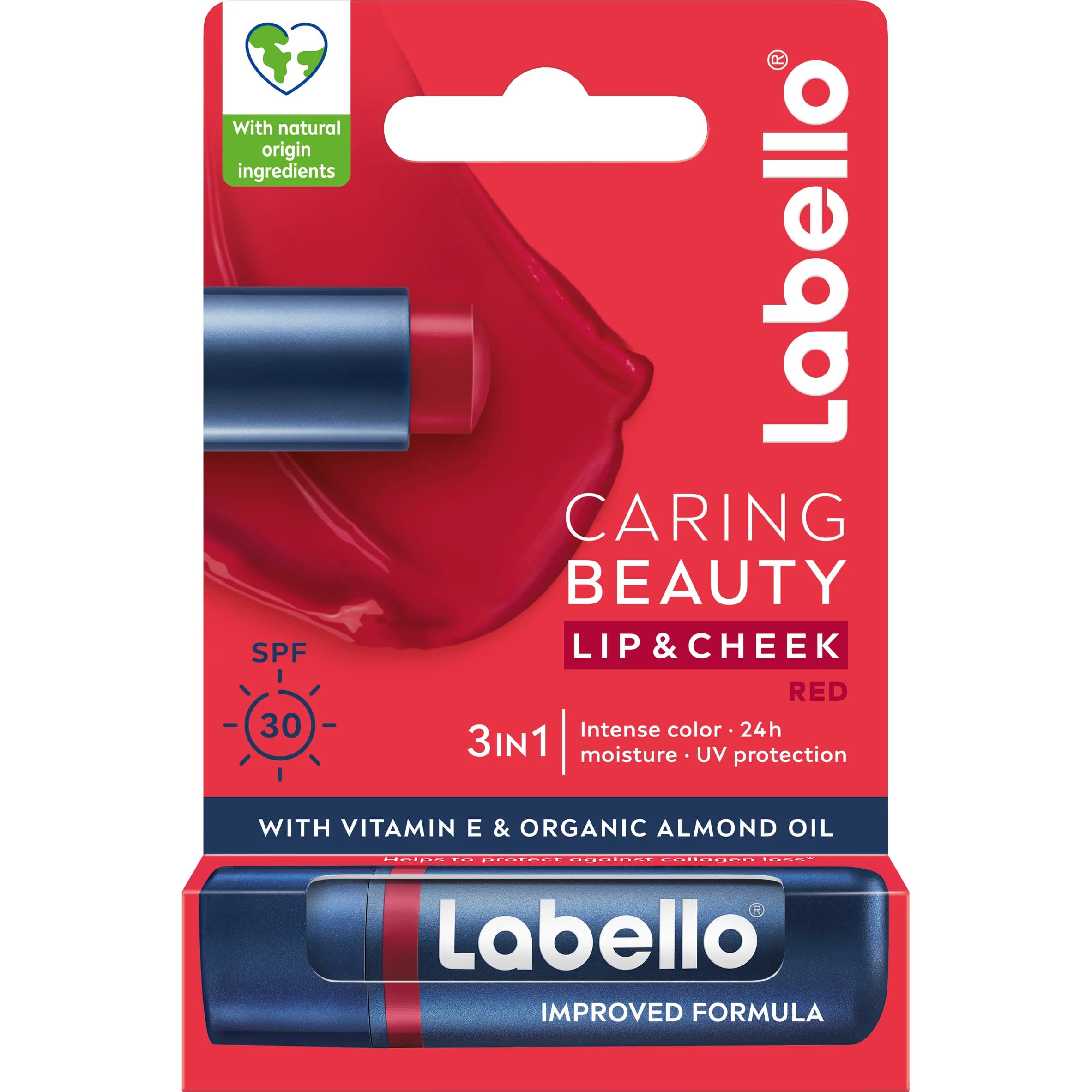 بالم لب و گونه Labello مدل Red رنگ قرمز بسیار زیبا وزن 4.8 گرم — تصویر ۲