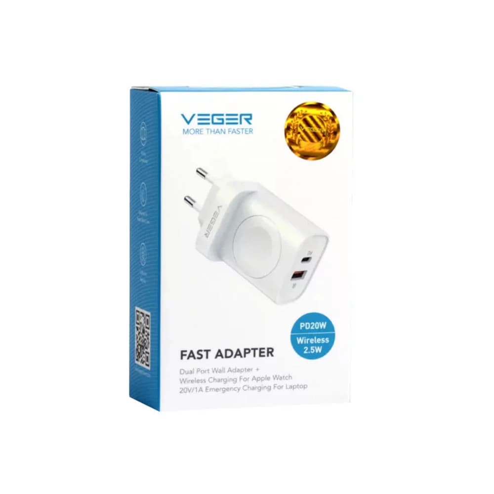 شارژر دیواری وگر PD 20W با قابلیت شارژ اپل واچ — تصویر ۴