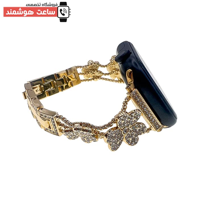 بند اپل واچ طرح گل نگین دار 1460 — تصویر ۴