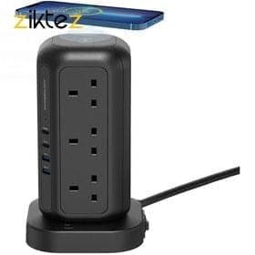 چند راهی برق و شارژر پاورولوژی Powerology 12 Socket Multi-Port Tower Hub PWCUQC013 دارای 4 پورت (نسخه اورجینال پلمپ ارسال فوری) — تصویر ۵