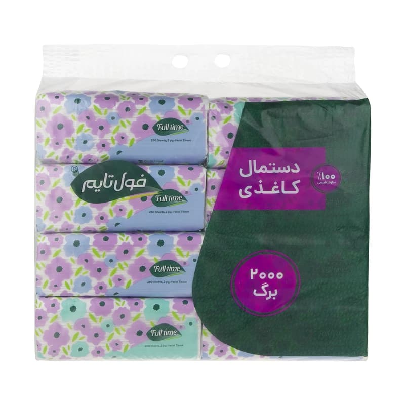 دستمال کاغذی 8 عددی سافت 250 برگ فول تایم