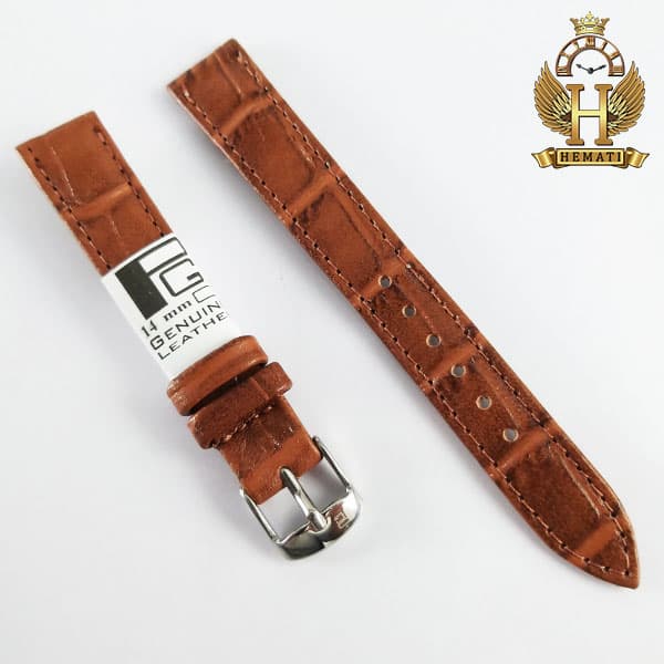 بند چرم ساعت مچی برند پی جی طرح کروکودیل دور دوخت PG14601 (سایز 14) — تصویر ۷