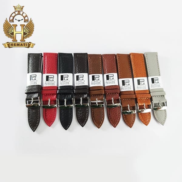 بند چرم ساعت مچی برند پی جی طرح فلوتز دور دوخت PG22209 (سایز 22)