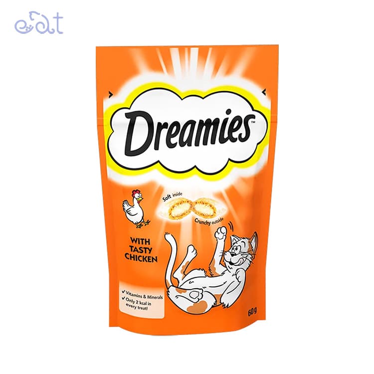 تشویقی گربه دریمیز با طعم مرغ مدل Dreamies Cat Snack with Chicken وزن 60 گرم