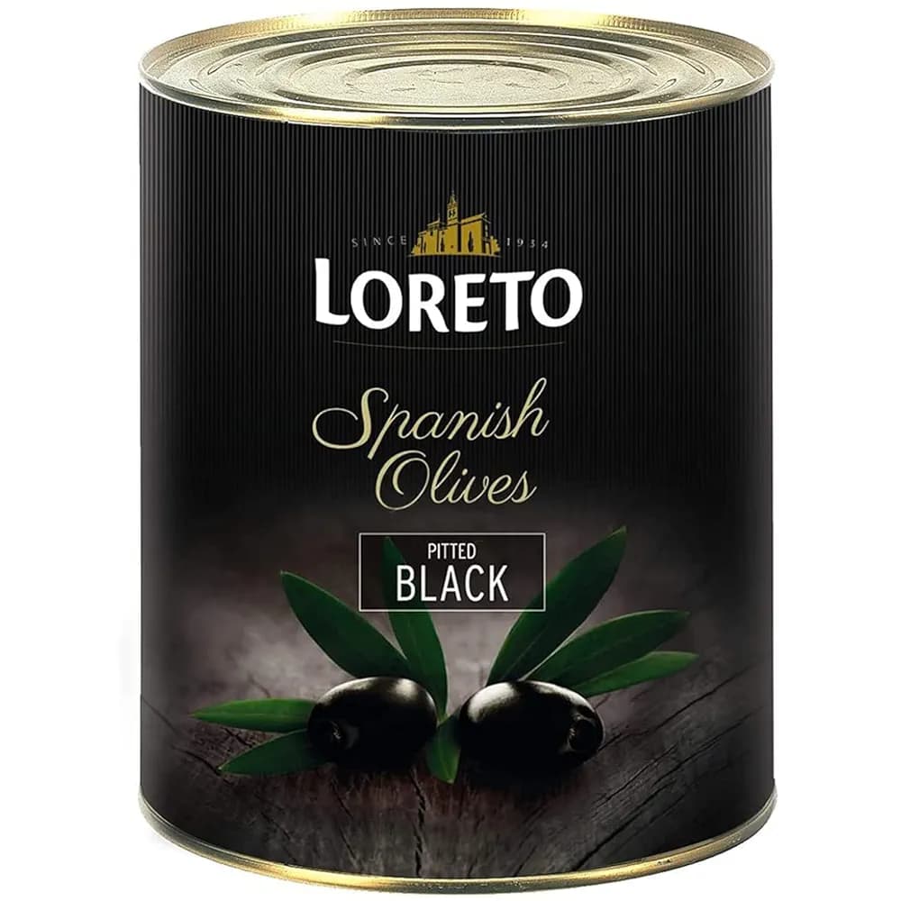 زیتون سیاه بدون هسته لورتو ۳ کیلوگرم | LORETO Spanish Olives Pitted Black 3kg