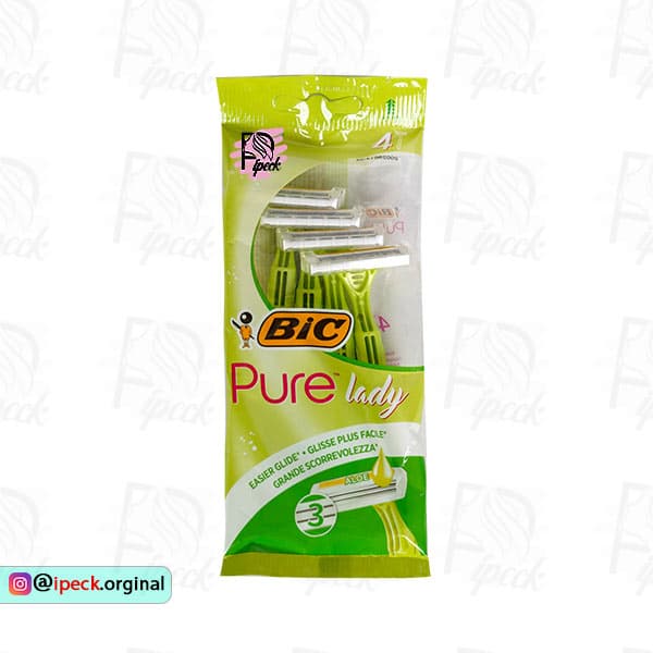 تیغ سه لبه پیور Bic بیک سبز 4 عددی — تصویر ۲