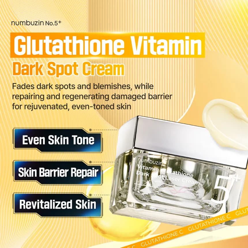 کرم ضدلک و روشن‌کننده گلوتاتیون شماره 5 نامبوزین 50 میل | Numbuzin Vitamin Glutatione Mela Zero Cream 50ml — تصویر ۴