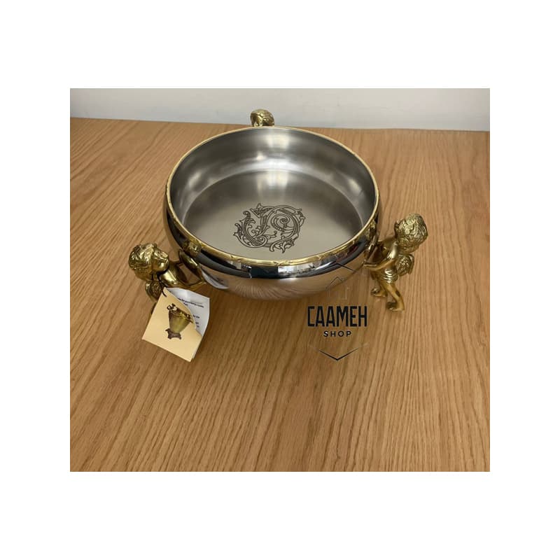 ظرف پذیرایی سه فرشته استیل برنج 40221 — تصویر ۳