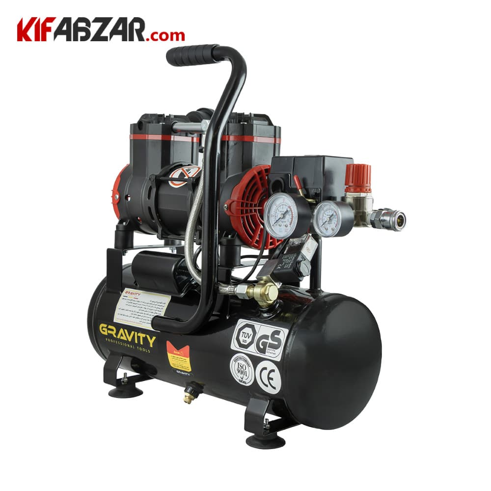 کمپرسور باد سایلنت 10 لیتری گراویتی مدل GTS-10 — تصویر ۳