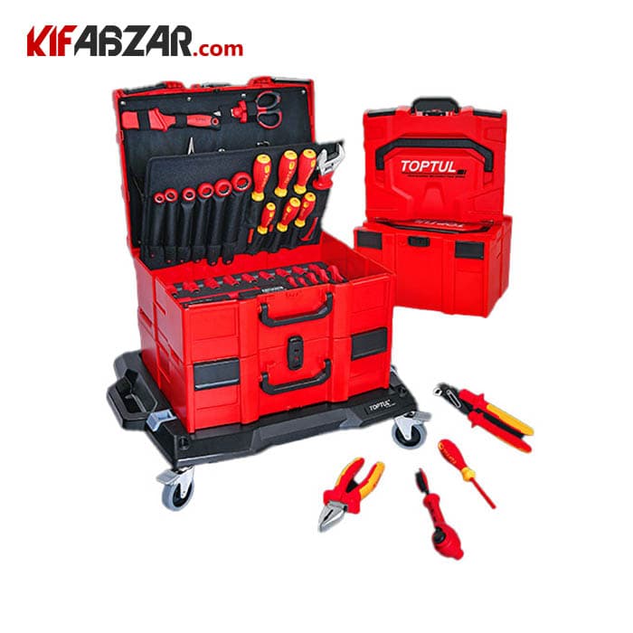 جعبه ابزار سامسونتی قرمز 42 پارچه ضد برق تاپ تول مدل GCZ-042A