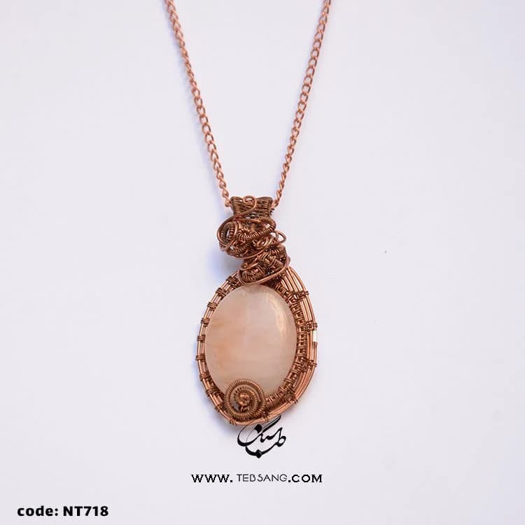 گردنبند زنانه سنگ رز کوارتز NT-718