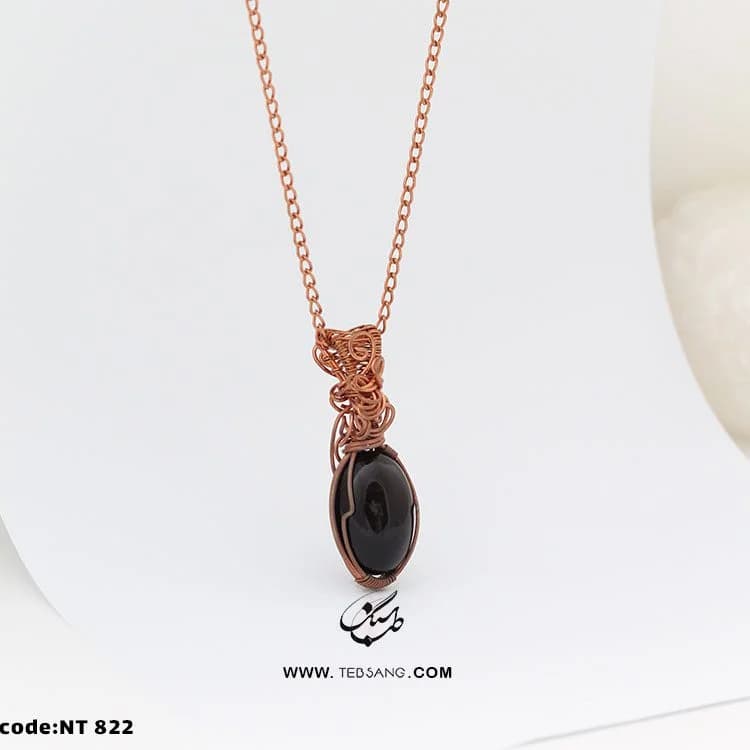 گردنبند زنانه سنگ عقیق سیاه NT-822