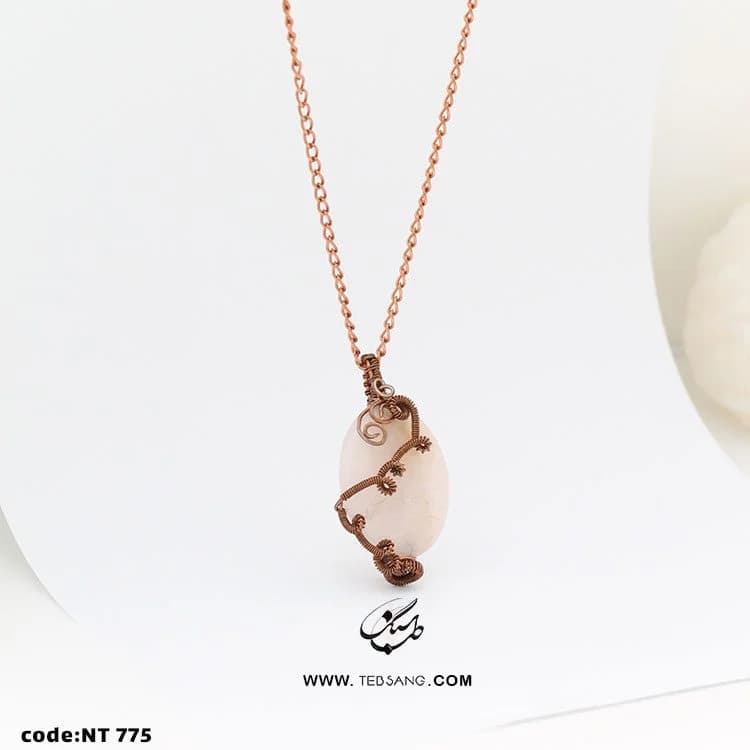 گردنبند زنانه سنگ رز کوارتز NT-775